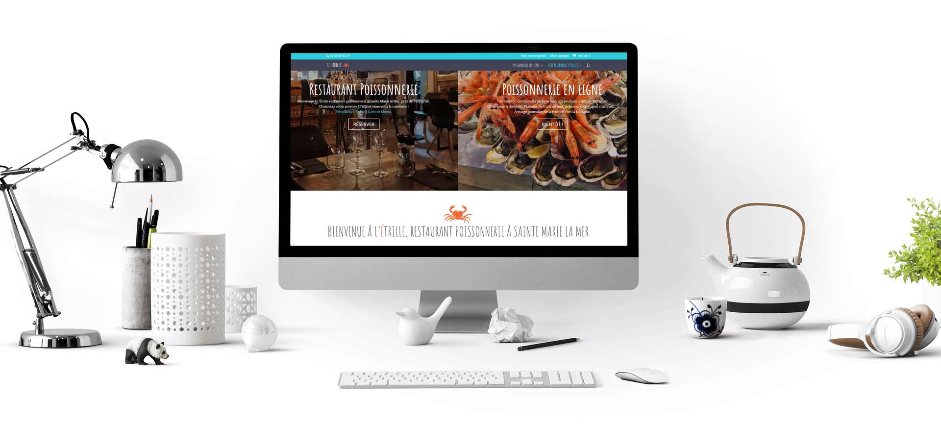 réalisation du site internet de l'Etrille restaurant à Sainte Marie la Mer